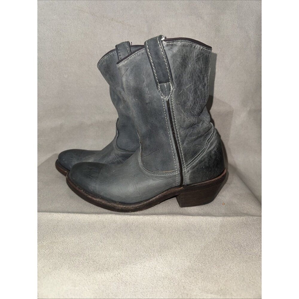 Vintage Shoe Company Gray Leather Western Cowboy Ankle Boots Womens 7 M VW 5520